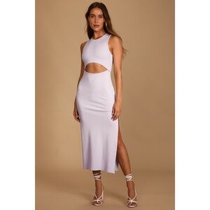 Lulus Cut To The Feeling Lavender Ribbed Cutout Bodycon Midi Dress Purple